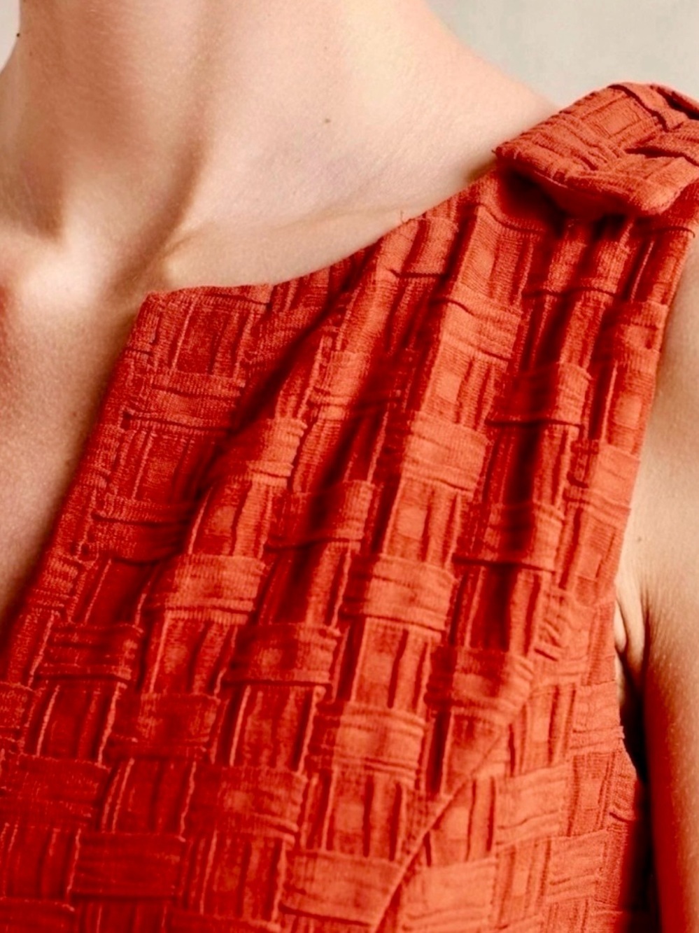 Tabitha Burnt Orange Basketweave Textured Knit Sleeveless Dress Size 0 - Picture 4 of 16